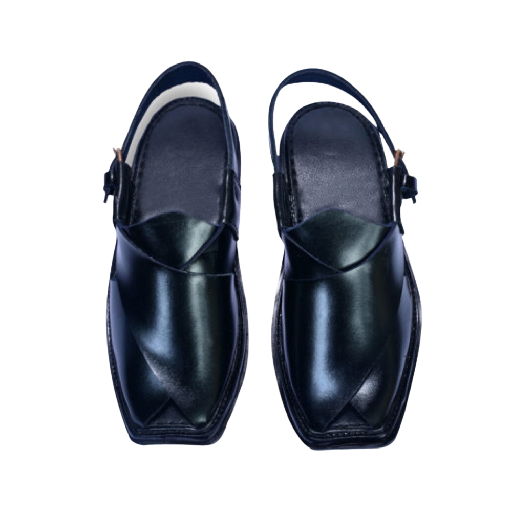 Peshawari Chappal (Simple Black) - Peshawari Kheri